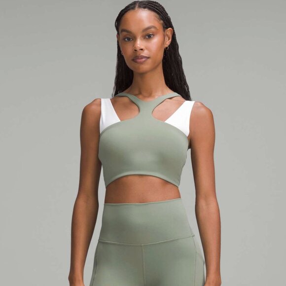 EUC Lululemon Bend This V and Racer Bra Grey Eucalyptus Size S/M - Picture 10 of 10